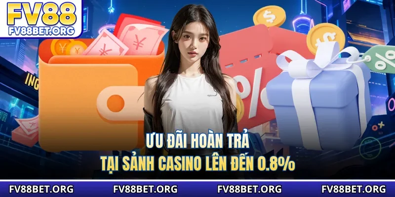 Ưu đãi hoàn trả tại sảnh casino lên đến 0.8%